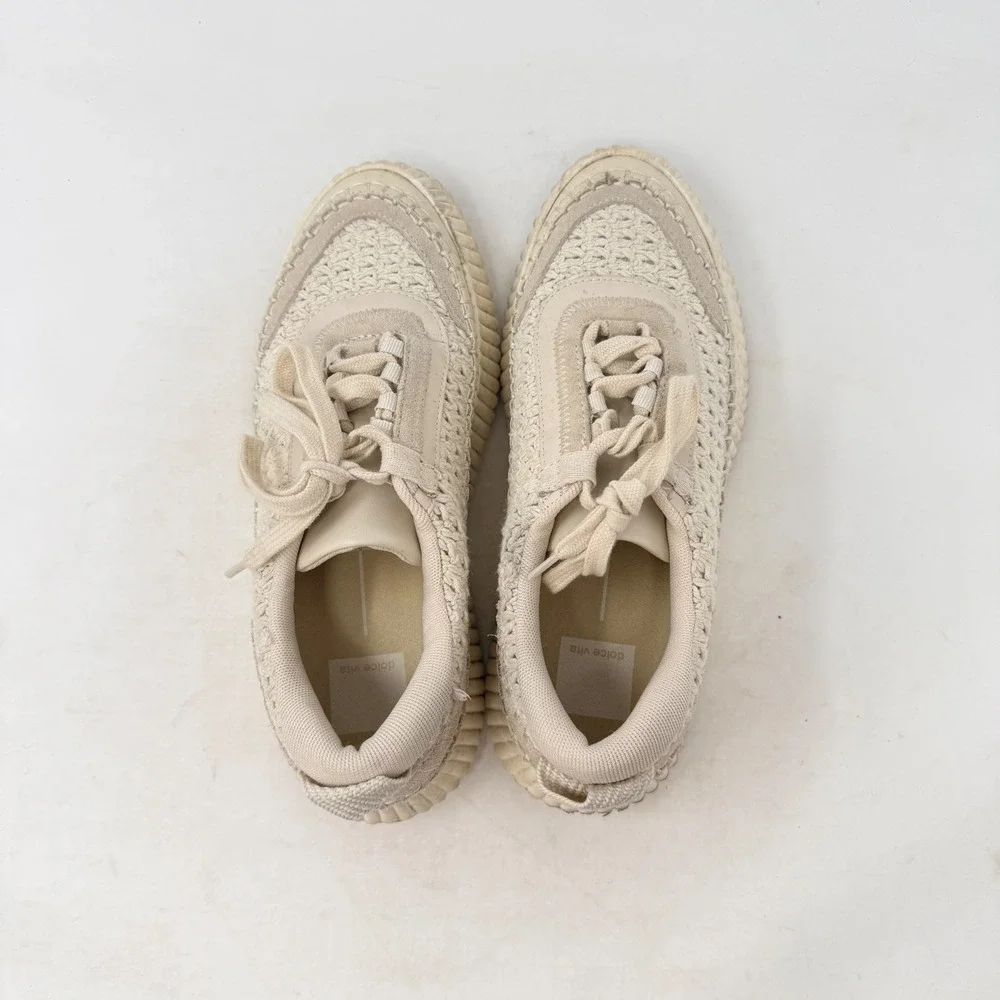 Dolce Vita Dolen Sneakers Cream Size 8 Knit Crochet Platform Chunky Shoes